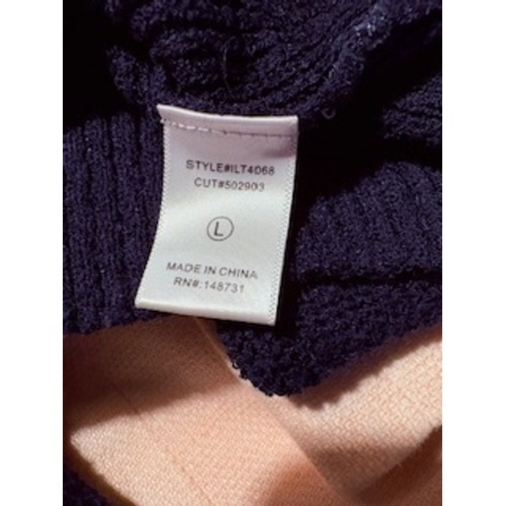 Navy Blue Sweater White Sleeve Stripe Ribbed Knit Crewneck Coastal‎ Nautical - Picture 5 of 5